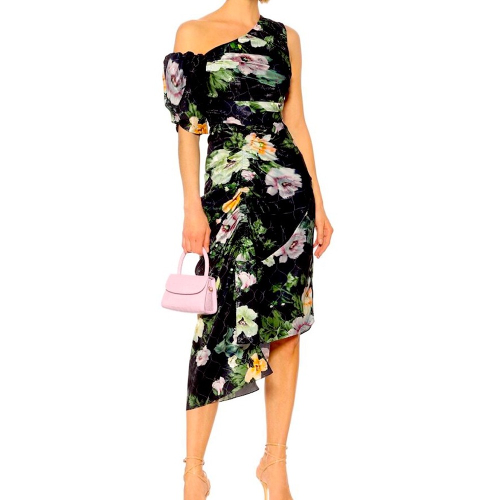 New with Tags! Preen by Thornton Bregazzi Willabelle Dress- Black Lotus Flower L